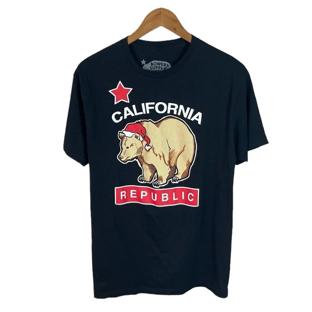 TS370 Mens Bowery Supply California Republic Santa Bear Graphic T Shirt L